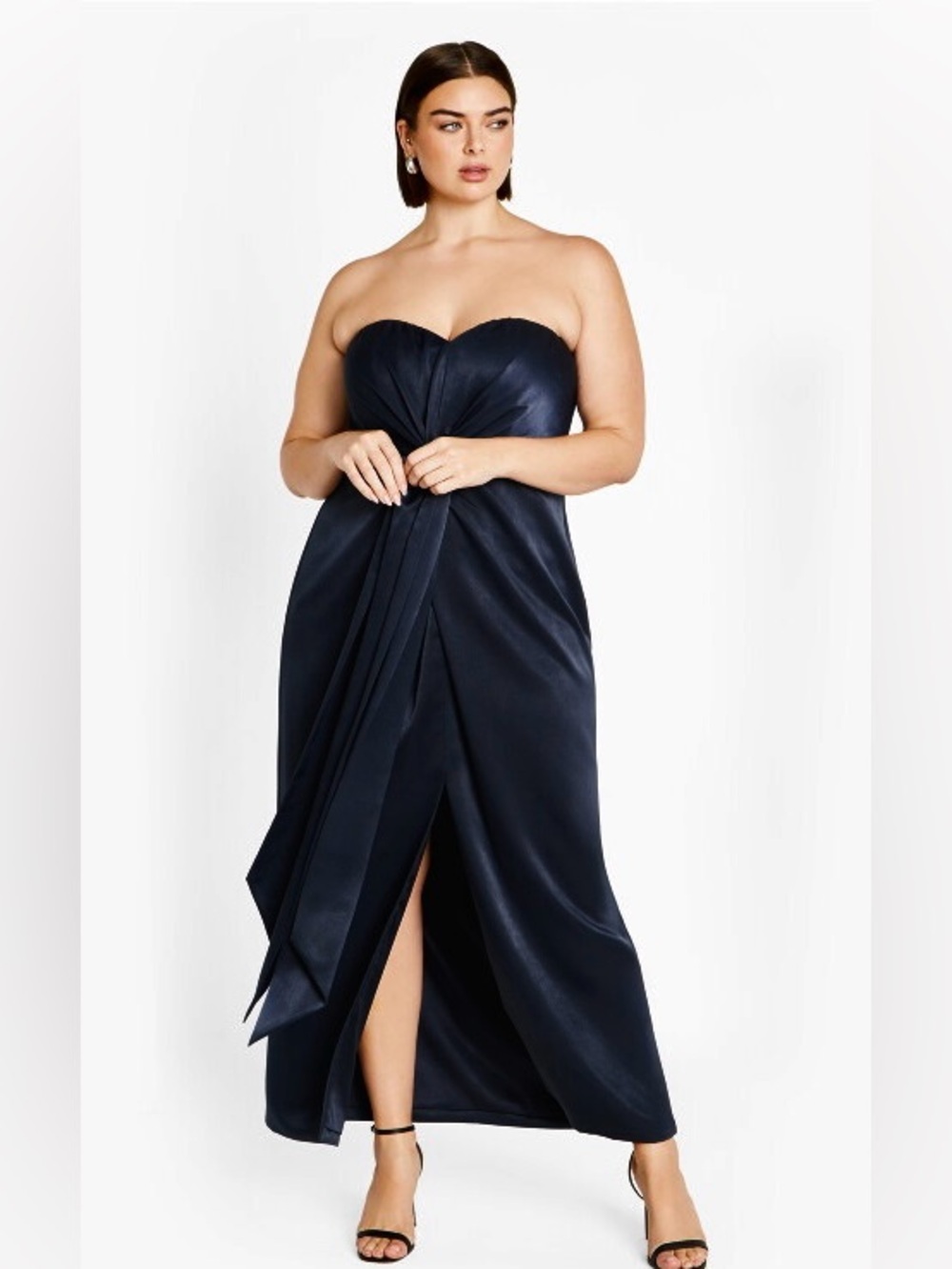NWT City Chic Kamari Strapless Maxi Evening Black COCKTAIL Dress Plus SZ M / 18